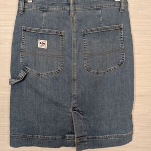 Lee Workwear Knee Length Denim Carpenter Painters Skirt Stretch Medium Wash